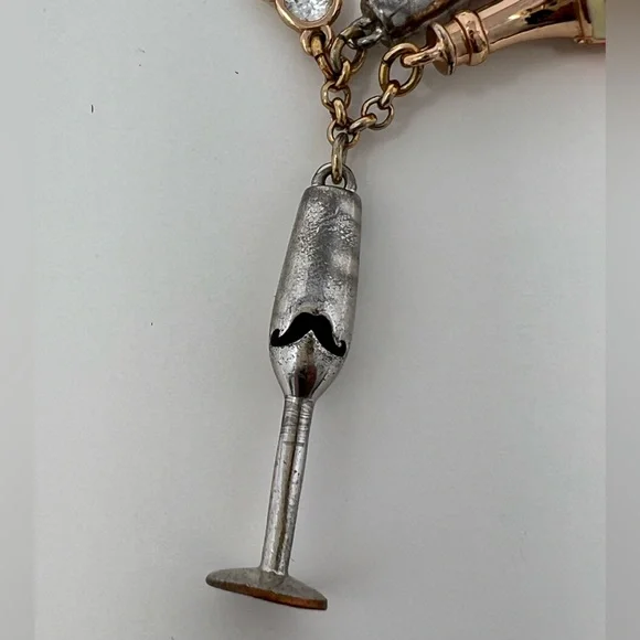 Pink Champagne Pendant Necklace Rose Gold Statement Jewelry Bridal Bride Wedding - Picture 9 of 17